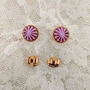 Purple & White Circus Design Earrings